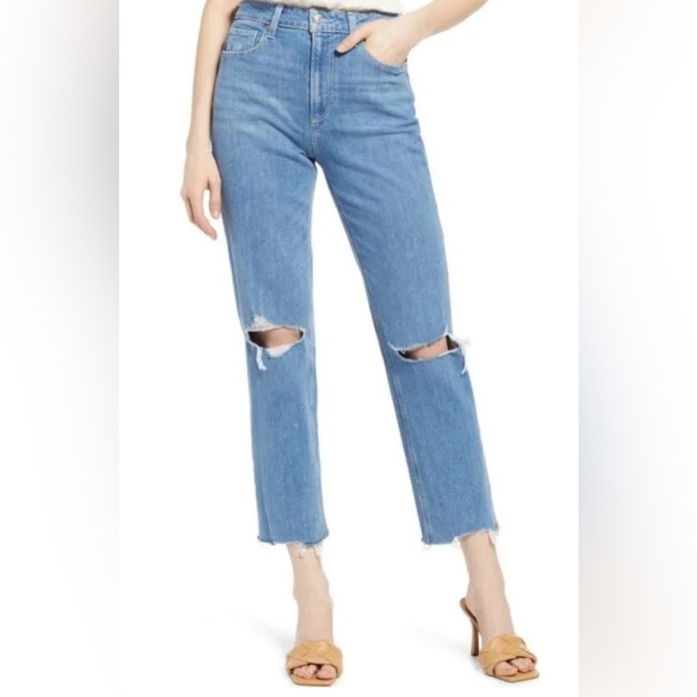 Paige High Rise Noella Radical Destroyed Straight Leg Jean 34